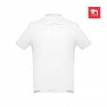 THC ADAM WH. Kurz&auml;rmeliges Poloshirt aus Baumwolle f&uuml;r Herren. Wei&szlig;e Farbe