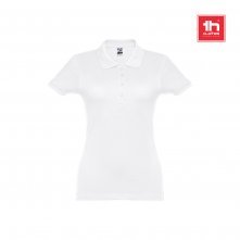 THC EVE WH. Kurzarm-Poloshirt mit G&uuml;rtel f&uuml;r Damen aus kardierter Baumwolle