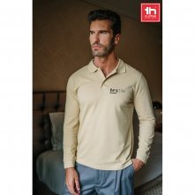 THC BERN. Langarm-Poloshirt f&uuml;r Herren aus kardierter Baumwolle