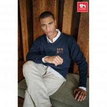 THC MILAN. Pullover com decote em" V" para homem em algod&atilde;o e poliamida