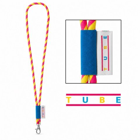 Lanyard TUBE Long (&Oslash; 7 mm)  - Uzorak - Vi&scaron;ebojno žuta/Vi&scaron;ebojno ružičasta