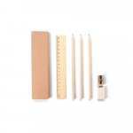 GEOFFREY. Versatile writing set consisting of pencil, sharpener, eraser and ruler - Natural