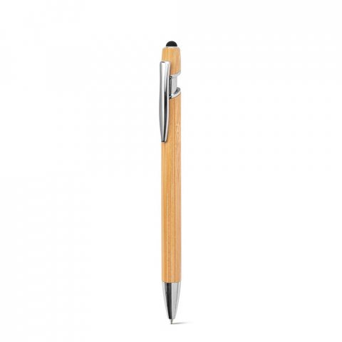 NEIL BAMBOO. Bamboo ballpoint with chrome-plated aluminium details - Natural