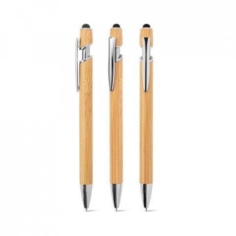NEIL BAMBOO. Bamboo ballpoint with chrome-plated aluminium details