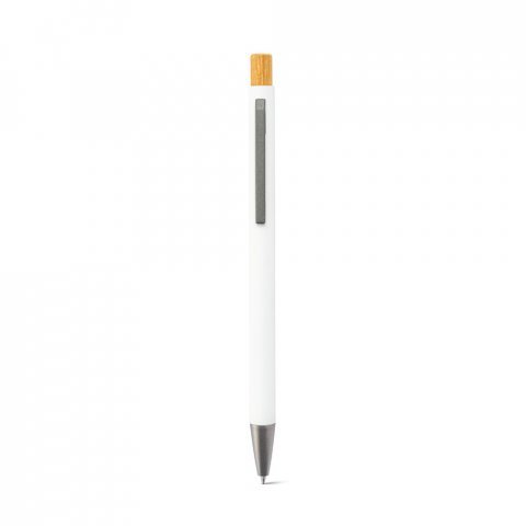 ZYLEN. Ballpoint pen in recycled aluminum (100% rAL), with rubber finish - White