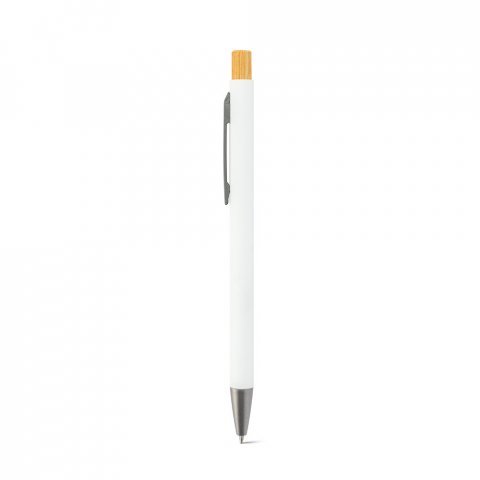 ZYLEN. Ballpoint pen in recycled aluminum (100% rAL), with rubber finish - White