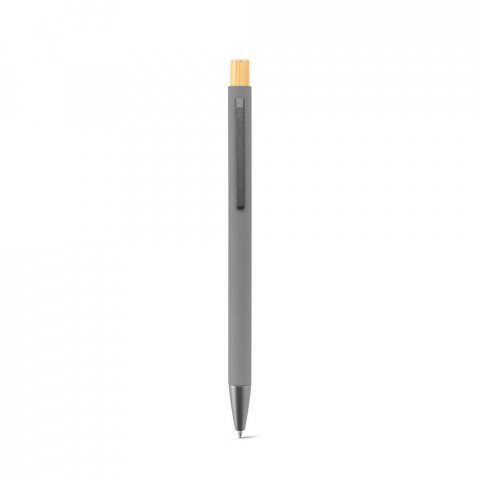 ZYLEN. Ballpoint pen in recycled aluminum (100% rAL), with rubber finish - Grey