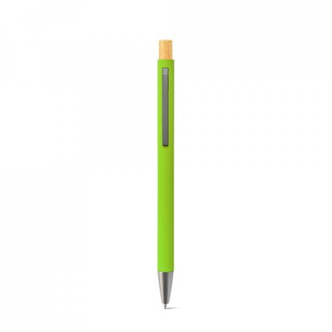 ZYLEN. Ballpoint pen in recycled aluminum (100% rAL), with rubber finish - Light green