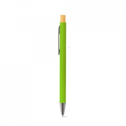 ZYLEN. Ballpoint pen in recycled aluminum (100% rAL), with rubber finish - Light green