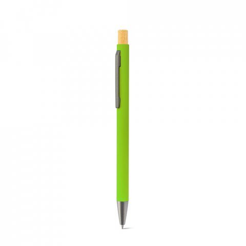 ZYLEN. Ballpoint pen in recycled aluminum (100% rAL), with rubber finish - Light green