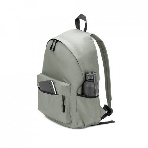 ROSARIO. Classic backpack with a timeless design in 600D recycled polyester - Light grey