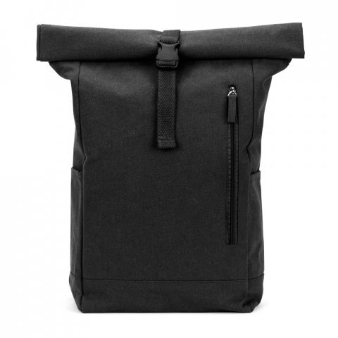 SAINT. Roll top backpack in recycled cotton and recycled polyester (380 g/m&sup2;) - Black