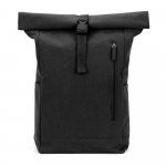 SAINT. Roll top backpack in recycled cotton and recycled polyester (380 g/m&sup2;) - Black
