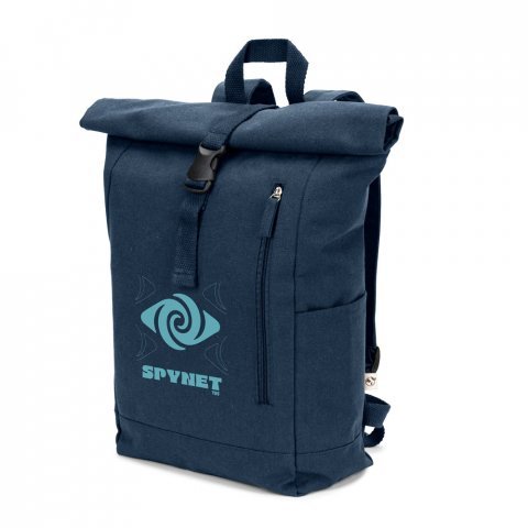 SAINT. Roll top backpack in recycled cotton and recycled polyester (380 g/m&sup2;) - Blue
