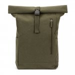 SAINT. Roll top backpack in recycled cotton and recycled polyester (380 g/m&sup2;) - Dark green