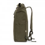 SAINT. Roll top backpack in recycled cotton and recycled polyester (380 g/m&sup2;) - Dark green