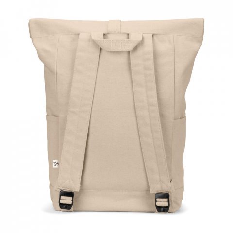 SAINT. Roll top backpack in recycled cotton and recycled polyester (380 g/m&sup2;) - Natural