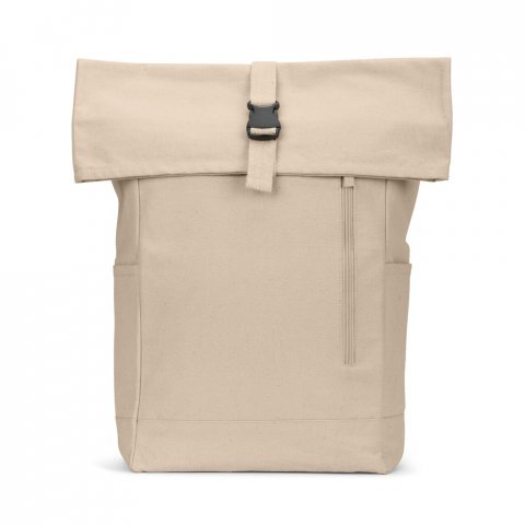 SAINT. Roll top backpack in recycled cotton and recycled polyester (380 g/m&sup2;) - Natural