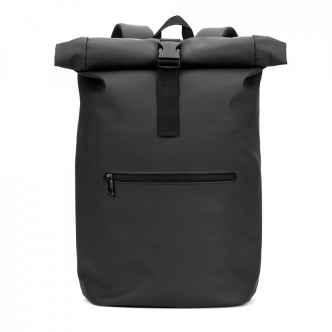 PORTLAND. The PU roll top backpack with a 16" laptop pocket - Black