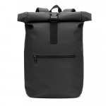 PORTLAND. The PU roll top backpack with a 16" laptop pocket - Black