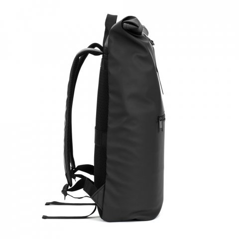 PORTLAND. The PU roll top backpack with a 16" laptop pocket - Black