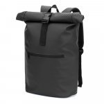 PORTLAND. The PU roll top backpack with a 16" laptop pocket - Black