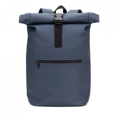 PORTLAND. The PU roll top backpack with a 16" laptop pocket - Blue