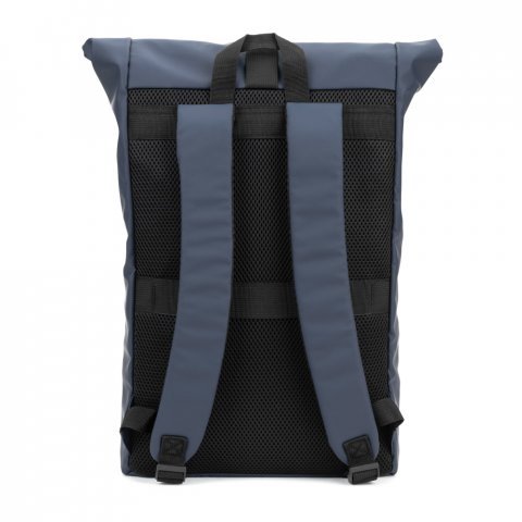 PORTLAND. The PU roll top backpack with a 16" laptop pocket - Blue