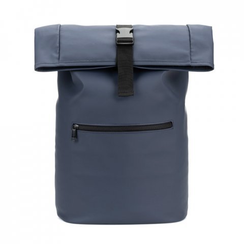 PORTLAND. The PU roll top backpack with a 16" laptop pocket - Blue