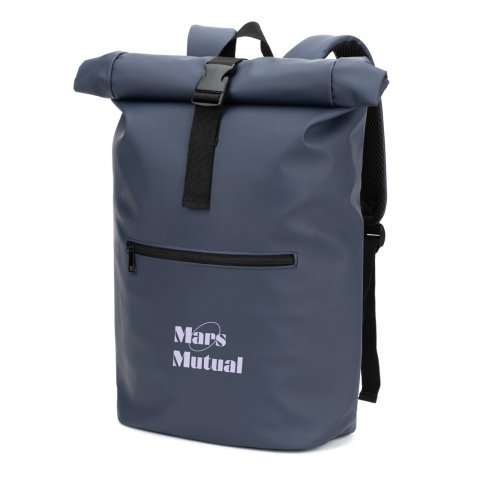 PORTLAND. The PU roll top backpack with a 16" laptop pocket - Blue
