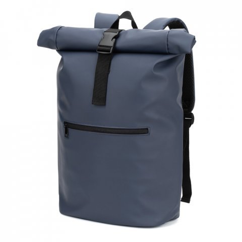 PORTLAND. The PU roll top backpack with a 16" laptop pocket - Blue