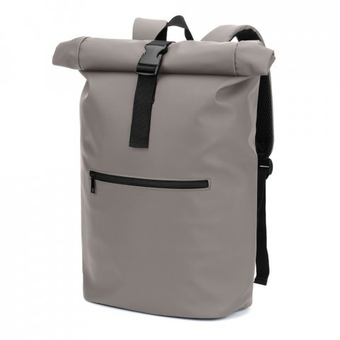 PORTLAND. The PU roll top backpack with a 16" laptop pocket - Grey