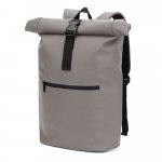 PORTLAND. The PU roll top backpack with a 16" laptop pocket - Grey