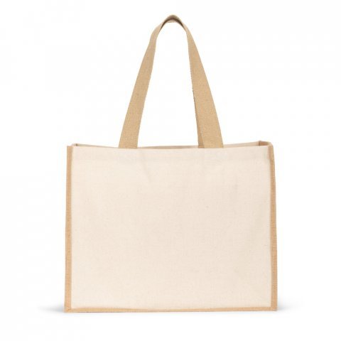 HELSINQUE. Canvas bag (320 g/m&sup2;), with bottom and sides in laminated jute (350 g/m&sup2;) in natural tones - Natural
