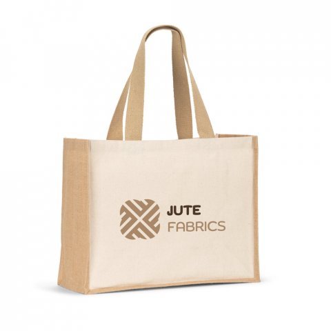 HELSINQUE. Canvas bag (320 g/m&sup2;), with bottom and sides in laminated jute (350 g/m&sup2;) in natural tones - Natural