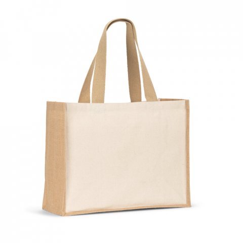 HELSINQUE. Canvas bag (320 g/m&sup2;), with bottom and sides in laminated jute (350 g/m&sup2;) in natural tones - Natural