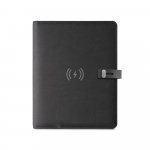 EMERGE A5 FOLDER II. A5 map in gerecycled polyester (100% rPET) 300D met draadloze oplader