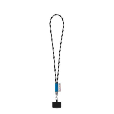 GOSPORT. SET Lanyard TUBE Long (&Oslash; 7 mm) med 9 mm avtryckarkarbinhake och mobiltelefonh&aring;llare - Svart/Gr&aring;
