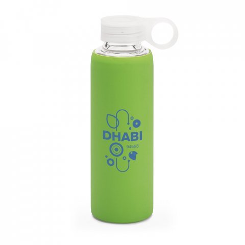 DHABI. Borosilicate glass sports bottle 380 mL - Light green