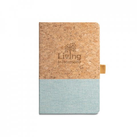 KLEE II. Bloc-notes A5 en li&egrave;ge et lin avec pages lign&eacute;es - Bleu clair