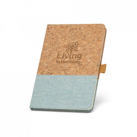 KLEE II. Bloc-notes A5 en li&egrave;ge et lin avec pages lign&eacute;es - Bleu clair