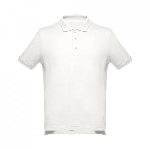 THC ADAM II. Polo para homem de manga curta em algod&atilde;o - Branco pastel