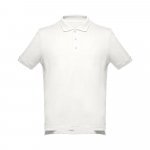 THC ADAM II. Polo para homem de manga curta em algod&atilde;o - Branco pastel