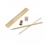 POCKETY. Writing set supplied in a non-woven pouch - Natural