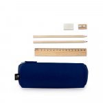 NOMAD. Multi-purpose case in recycled felt (100% rPET) with ruler, pencils, rubber and sharpener - Blue