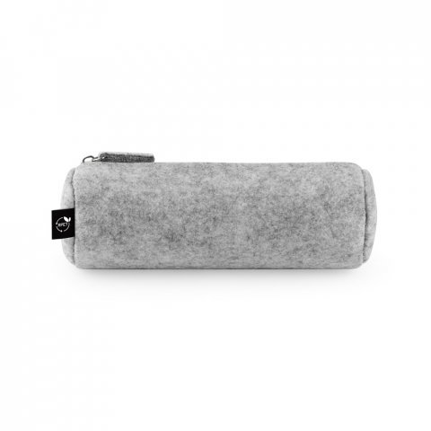 NOMAD. Multi-purpose case in recycled felt (100% rPET) with ruler, pencils, rubber and sharpener - Light grey