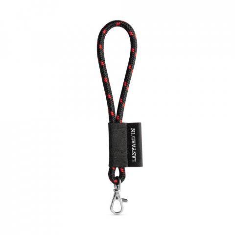 SET Lanyard NAUTIC Short (&Oslash; 5 mm) with Hook Trigger Snap 9 mm - Black/Red