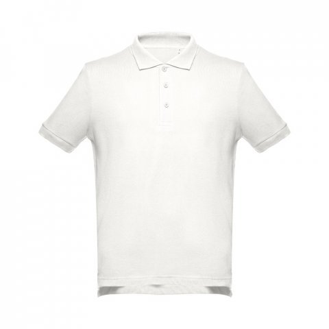 THC ADAM. Men's short-sleeved cotton polo shirt - Pastel white