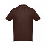 THC ADAM. Men's short-sleeved cotton polo shirt - Dark brown
