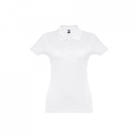 THC EVE WH. Short-sleeved fitted polo for women in 100% cotton - White